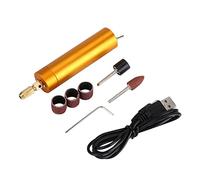 Mini perceuse électrique USB, bricolage, meulage, polissage, gravure, ensemble d'outils, coque en alliage d'aluminium, graveur sans fil portable pour bois, plastique, acrylique, (Version or 180, set