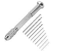 Mini Perceuse Hélicoïdale Manuelle de Précision 10 * 7 * 2, avec 10 Forets, Outil de Poinçonnage, étau à Broche, Perceuse à Main, étau à Broche
