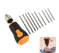 Mini perceuse manuelle avec poignée en caoutchouc et lot de 10 forets de 0,8 à 3,0 mm en acier au carbone portable étau pour PCB, bijoux, bois, plastique, modèle Ma