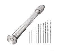 Mini perceuse manuelle en aluminium pour projets de loisirs et de bricolage, gamme de mandrins 0, 3, 3, 2 mm, adaptée pour le bois, le plastique, le caoutchouc et les matériaux de modélisme (lot de 11