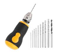 Mini perceuse manuelle portable avec 10 forets hélicoïdaux de 0,8 à 3,0 mm pour le travail du bois pour modélisme, bijoux, noyer, ambre