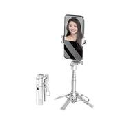 Mini perche à selfie, cadre stable à quatre coins, avec lumière de remplissage, peut pivoter horizontalement et verticalement, cadre dragon en métal renforcé, longueur extensible 40,6 cm (blanc, pas