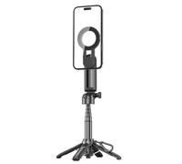 Mini perche à selfie magnétique de bureau, stabilisateur de bureau à quatre pattes P15C, support pour mini téléphone portable, noir