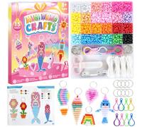 Mini Perles Pony pour Enfant, Kit de Création de Porte-Clés DIY, 15 Modèles | Comprend des Instructions pour 15 Jolis Modèles et une Boîte de Rangement, Kit de Loisirs Créatifs pour Enfants