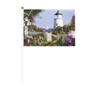 Mini phare peinture diamant impression drapeaux à main 14 x 20,8 cm | 100 % polyester résistant à la déchirure, couleurs vives qui ne se décolorent pas, lot de 6/10, mât réutilisable de 30 cm