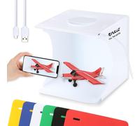 Mini Photo Studio Box, 20 cm Portable Photo Shooting Tent, Folding White Light Box with 20 LEDs + 6 Backdrops for Product Display.