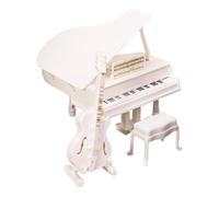 Mini Piano 1:12 pour Maison de Doll - Meuble, Modèle d'Instrument Musical avec Tabouret, Jouet Simulation Droit ou à Queue | Accessoire de Décoration Scénique, Améliore la Concentration