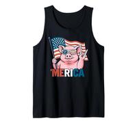 Mini Pig Merica Drapeau américain 4 Juillet pour Amoureux des Animaux Débardeur