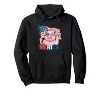 Mini Pig Merica Drapeau américain 4 Juillet pour Amoureux des Animaux Sweat à Capuche