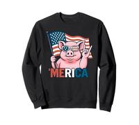 Mini Pig Merica Drapeau américain 4 Juillet pour Amoureux des Animaux Sweatshirt