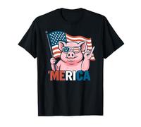 Mini Pig Merica Drapeau américain 4 Juillet pour Amoureux des Animaux T-Shirt