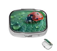 Mini pilulier à 2 compartiments en forme de coccinelle noire pour sac à main, pilulier décoratif en métal pour voyage ou quotidien