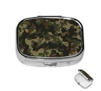 Mini pilulier à 2 compartiments - Vert camouflage militaire - Pour sac à main - En métal - Imperméable - Décoratif - Pour voyage ou quotidien