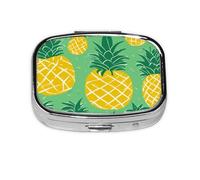 Mini pilulier avec imprimé ananas doré pour poche, sac à main, voyage