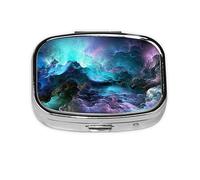 Mini pilulier carré 3D Graphics Universe Space à 2 compartiments pour sac à main ou poche, vitamines, supplément, pilulier