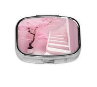 Mini pilulier carré blanc en forme de fleur de cerisier - Peut être mis dans un portefeuille ou une poche pour ranger une variété de petits objets