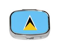 Mini pilulier carré drapeau de Sainte-Lucie - Peut être mis dans un portefeuille ou une poche pour ranger une variété de petits objets