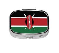 Mini pilulier carré drapeau du Kenya - Peut être mis dans un portefeuille ou une poche pour ranger une variété de petits objets