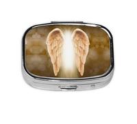 Mini pilulier carré en forme d'aile d'ange, 2 compartiments pour sac à main ou poche, vitamines, supplément, pilulier