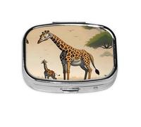 Mini pilulier carré en forme de girafe pour mère et enfant, peut être mis dans un portefeuille ou une poche pour ranger une variété de petits objets