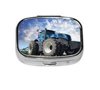 Mini pilulier carré en forme de tracteur agricole, 2 compartiments pour sac à main ou poche, vitamines, supplément, pilulier