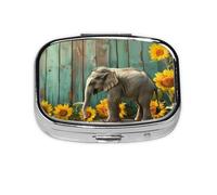 Mini pilulier carré en forme d'éléphant de tournesol avec 2 compartiments pour le voyage