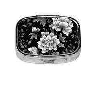 Mini pilulier carré en métal avec 2 compartiments de poche Noir et blanc