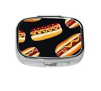 Mini pilulier carré en métal avec 2 compartiments pour aliments Hot Dogs