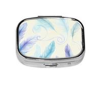 Mini pilulier carré en métal avec motif branches et feuilles - Organiseur de voyage à 2 compartiments - Petit étui de rangement portable