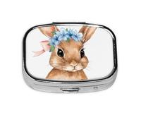 Mini pilulier carré en métal marron avec 2 compartiments de poche et petit format