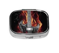 Mini pilulier carré en métal pour guitare avec 2 compartiments de poche