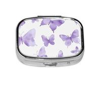 Mini pilulier carré en métal violet avec 2 compartiments de poche