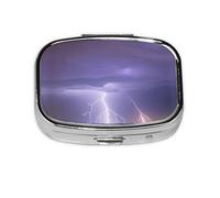 Mini pilulier carré Lightning Storm - Peut être mis dans un portefeuille ou une poche pour ranger une variété de petits objets