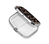 Mini pilulier carré marron mignon chouettes dessin animé, 2 compartiments, petite boîte à pilules pour sac à main ou poche, vitamines, supplément, pilulier