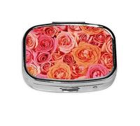 Mini pilulier carré orange rose, 2 compartiments pour sac à main ou poche, vitamines, compléments, pilulier