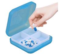 Mini pilulier carré, organisateur de pilules carré,Organisateur de pilules de voyage | Boîte de rangement de médicaments à quatre compartiments, conteneur de Portable à fermeture rapide transp