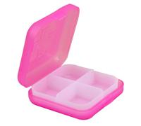 Mini pilulier carré - Pilulier de voyage | Étui portable à 4 compartiments avec fermeture à pression et anneau de poche pour supplément d'huile de poisson