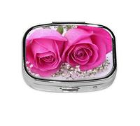 Mini pilulier carré rose à 2 compartiments pour sac à main ou poche, vitamines, compléments, piluliers.