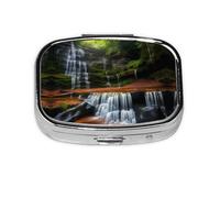 Mini pilulier carré Waterfall View - Peut être mis dans un portefeuille ou une poche pour ranger une variété de petits objets