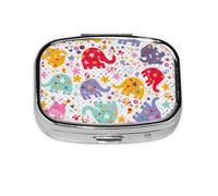 Mini pilulier coloré imprimé éléphant mignon boîte de rangement pour médicaments de poche sac à main voyage
