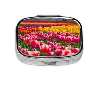 Mini pilulier coloré imprimé tulipes mignon boîte de rangement pour médicaments de poche sac à main voyage