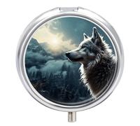 Mini pilulier de poche avec motif loup de nuit pour homme - Joli pilulier de voyage à 3 compartiments