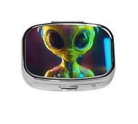 Mini pilulier imprimé Alien Planet - Mini boîte de rangement pour médicaments de poche, sac à main de voyage