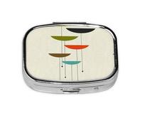 Mini pilulier imprimé moderne du milieu du siècle - Mini boîte de rangement pour médicaments - Pour poche, sac à main, voyage