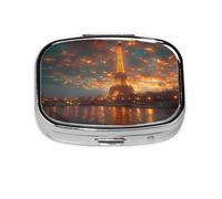 Mini pilulier Paris Tour Eiffel France en métal Organiseur de médicaments de voyage avec 2 compartiments Format de poche