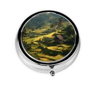 Mini pilulier portable avec impression champs en terrasses à Bali - Compact et pratique - Pour ranger et organiser les pilules