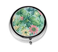 Mini pilulier portable avec impression de fleurs tropicales et fruits - Compact et pratique - Pour ranger et organiser les pilules