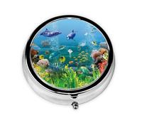 Mini pilulier portable avec impression du monde sous-marin coloré, compact et pratique pour ranger et organiser les pilules