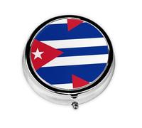 Mini pilulier rond à 3 compartiments avec drapeau cubain imprimé coloré