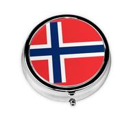 Mini pilulier rond à 3 compartiments avec drapeau norvégien imprimé coloré